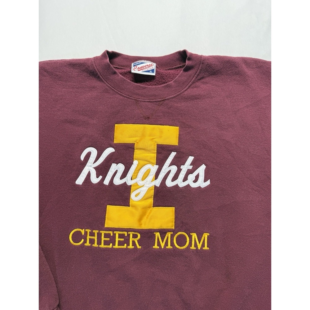 Vintage Converse Athletics Crewneck Sweatshirt XL Knits cheer mom‎ Maroon - Picture 7 of 8